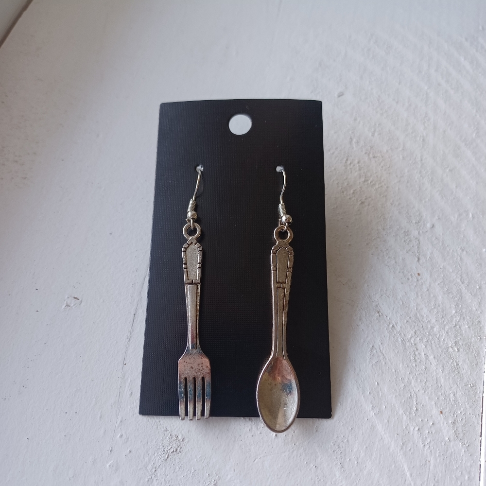 Silver Fork and Spoon Earrings